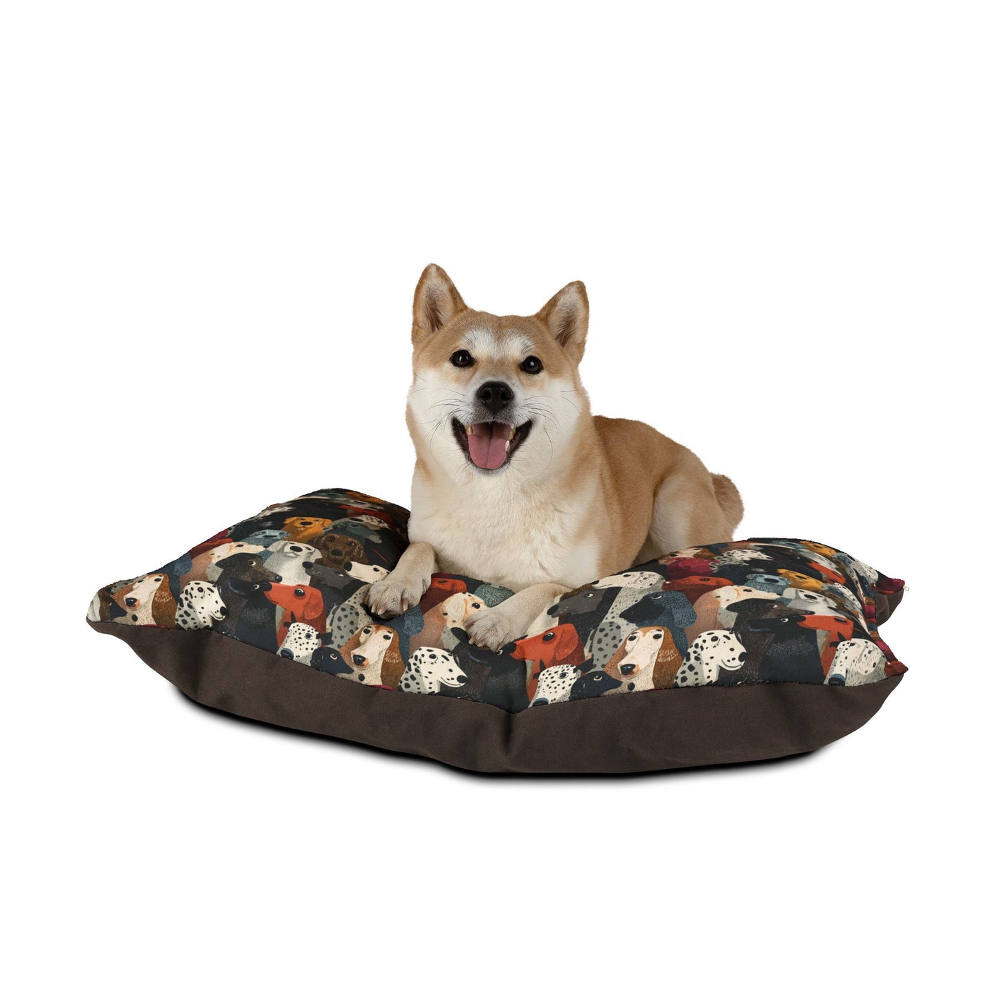 Colorful Dogs Pattern Pet Bed — Cozy Rectangular Dog & Cat Cushion
