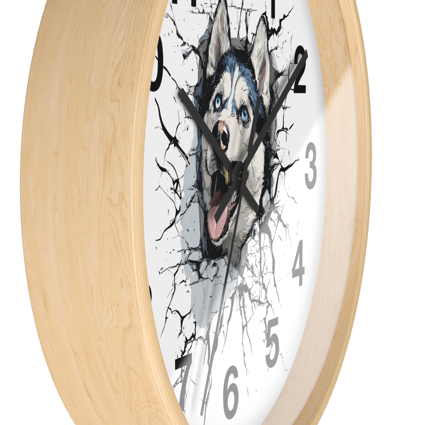 Husky Burst Wall Clock — Husky Busting Through a Clock Decorative Wall Clock