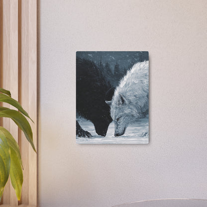 Twin Wolves Snow Scene Rustic Wall Decor