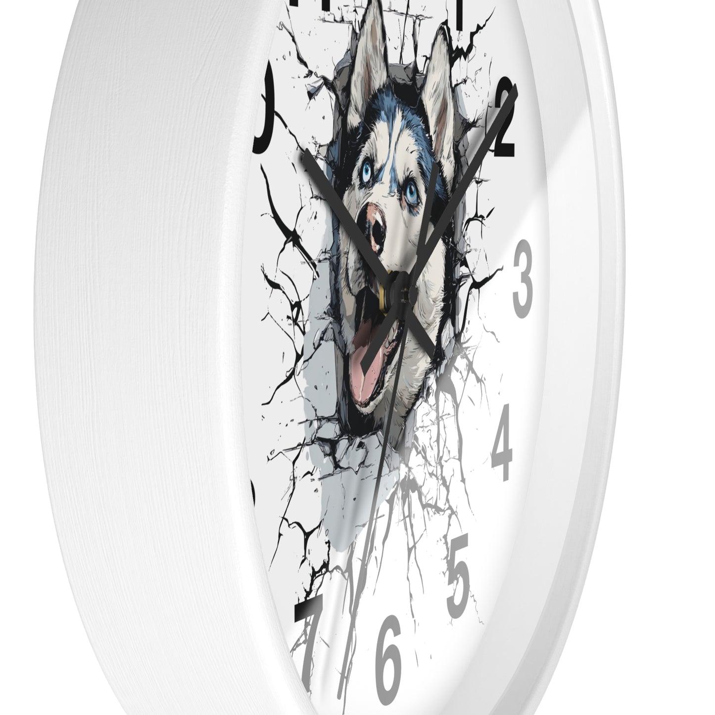Husky Burst Wall Clock — Husky Busting Through a Clock Decorative Wall Clock