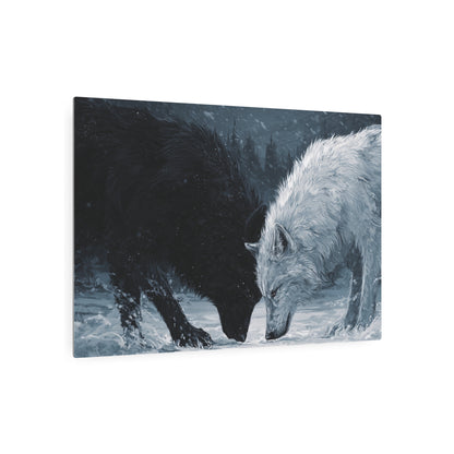 Twin Wolves Snow Scene Rustic Wall Decor