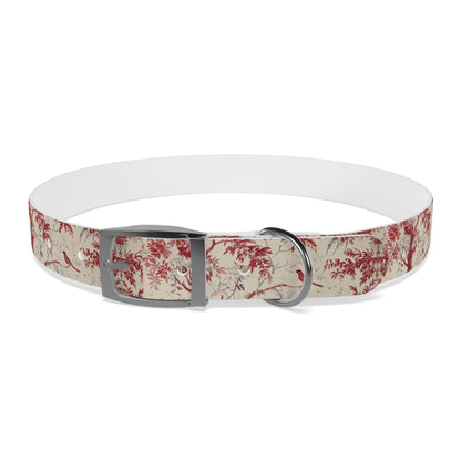 Toile Red Bird Dog Collar — Vintage Floral Pattern Pet Collar