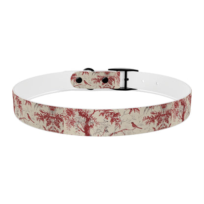 Toile Red Bird Dog Collar — Vintage Floral Pattern Pet Collar