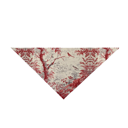 Toile Red Pet Bandana – Vintage Floral Dog & Cat Accessory