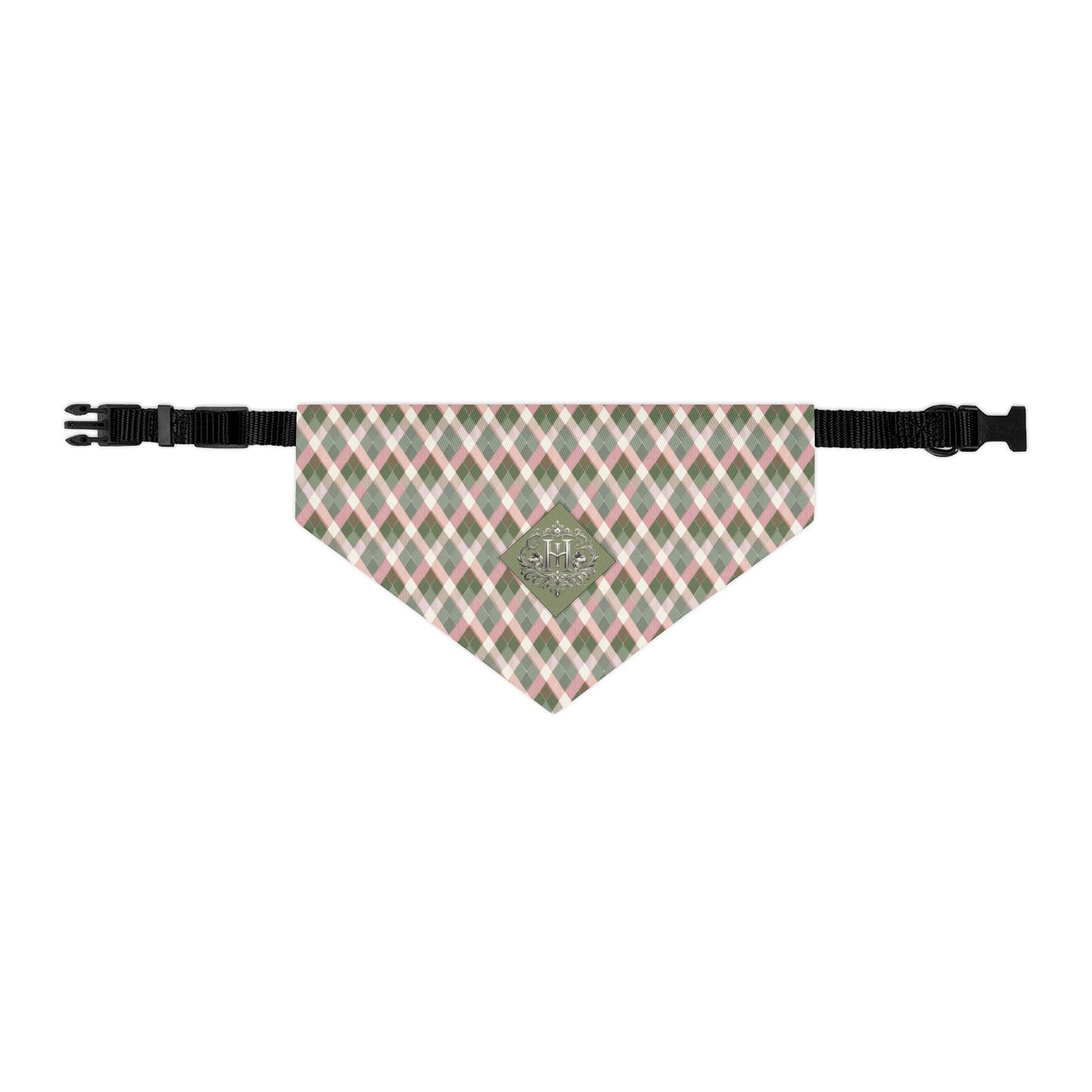 Plaid Pet Bandana Collar — Green & Pink Cozy Plaid Dog Bandana