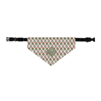 Plaid Pet Bandana Collar — Green & Pink Cozy Plaid Dog Bandana