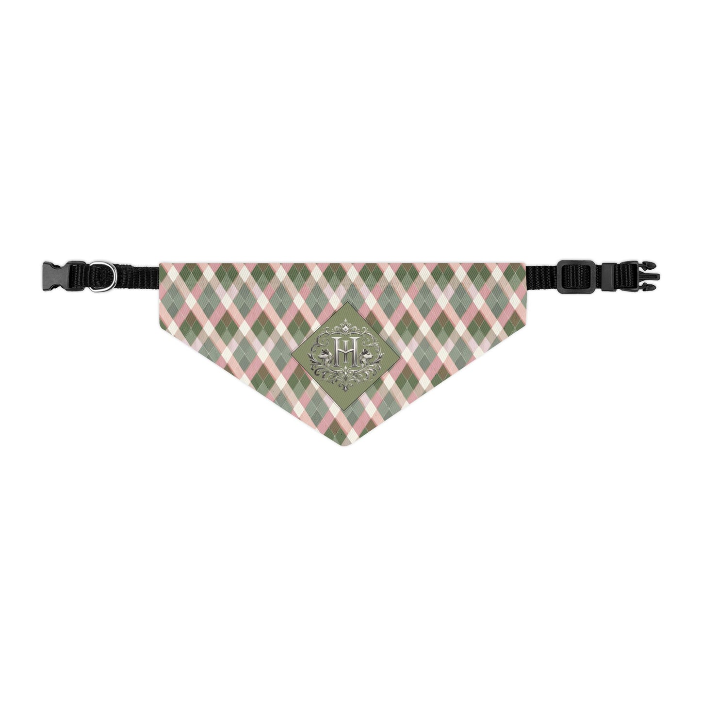Plaid Pet Bandana Collar — Green & Pink Cozy Plaid Dog Bandana