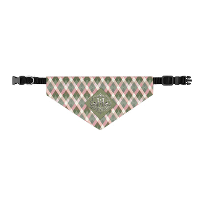Plaid Pet Bandana Collar — Green & Pink Cozy Plaid Dog Bandana