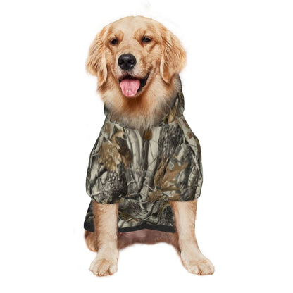 Large Dog Hoodie Mossy-Tree-Camo-Leaf Pet Clothes Sweater with Hat Soft Cat Outfit Coat Large