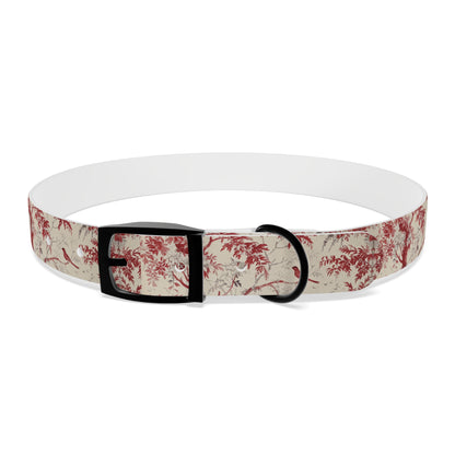 Toile Red Bird Dog Collar — Vintage Floral Pattern Pet Collar