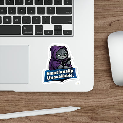 Emotionally Unavailable Cat Sticker — Die-Cut Vinyl Sticker