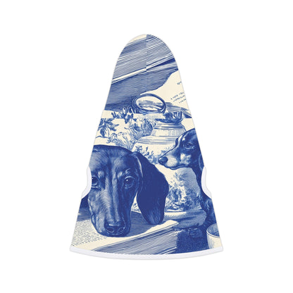 Blue Delft Dachshund Pet Hoodie — Vintage Tile Print Dog Hoodie