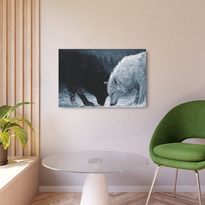 Twin Wolves Snow Scene Rustic Wall Decor