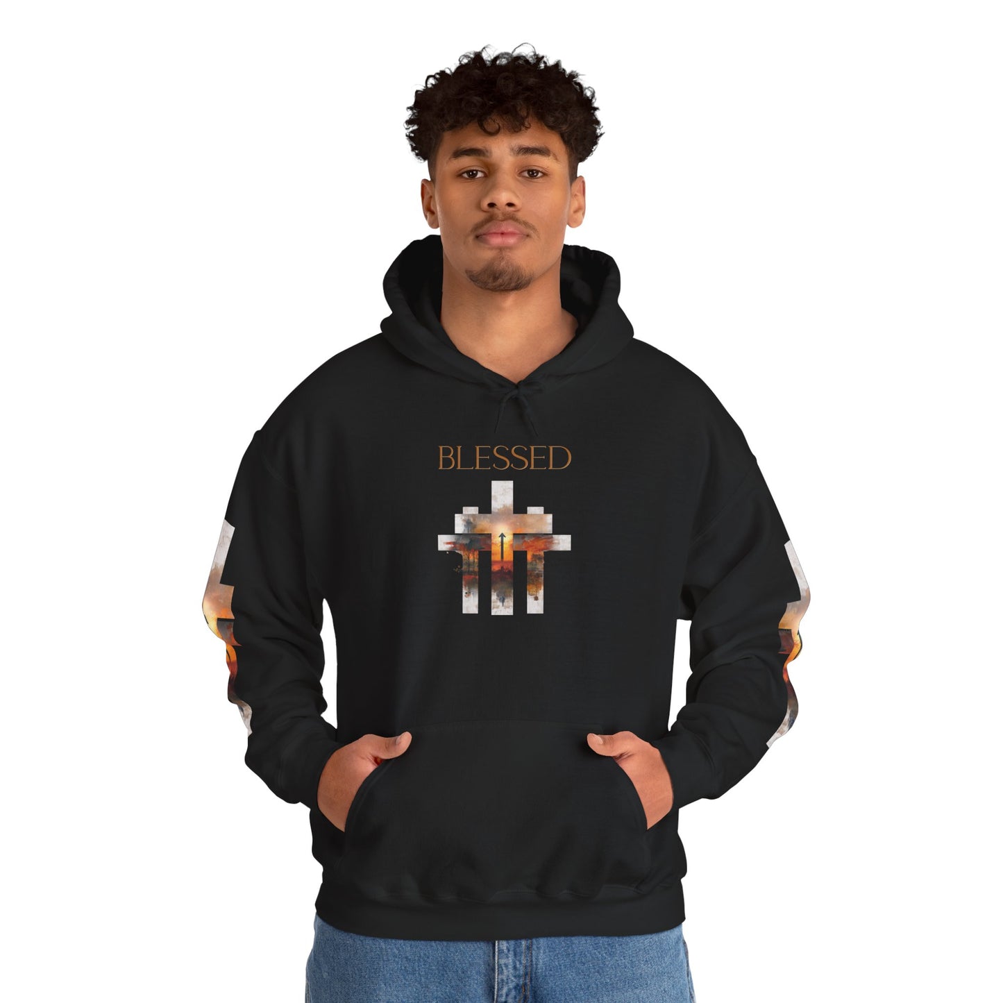 Blessed Cross Hoodie - Christian Faith Pullover for Men & Women