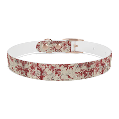 Toile Red Bird Dog Collar — Vintage Floral Pattern Pet Collar