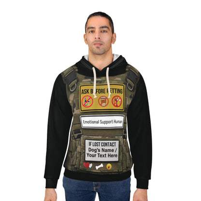 Humorous "Emotional Support Human Vest" Hoodie — Pet Is In control.