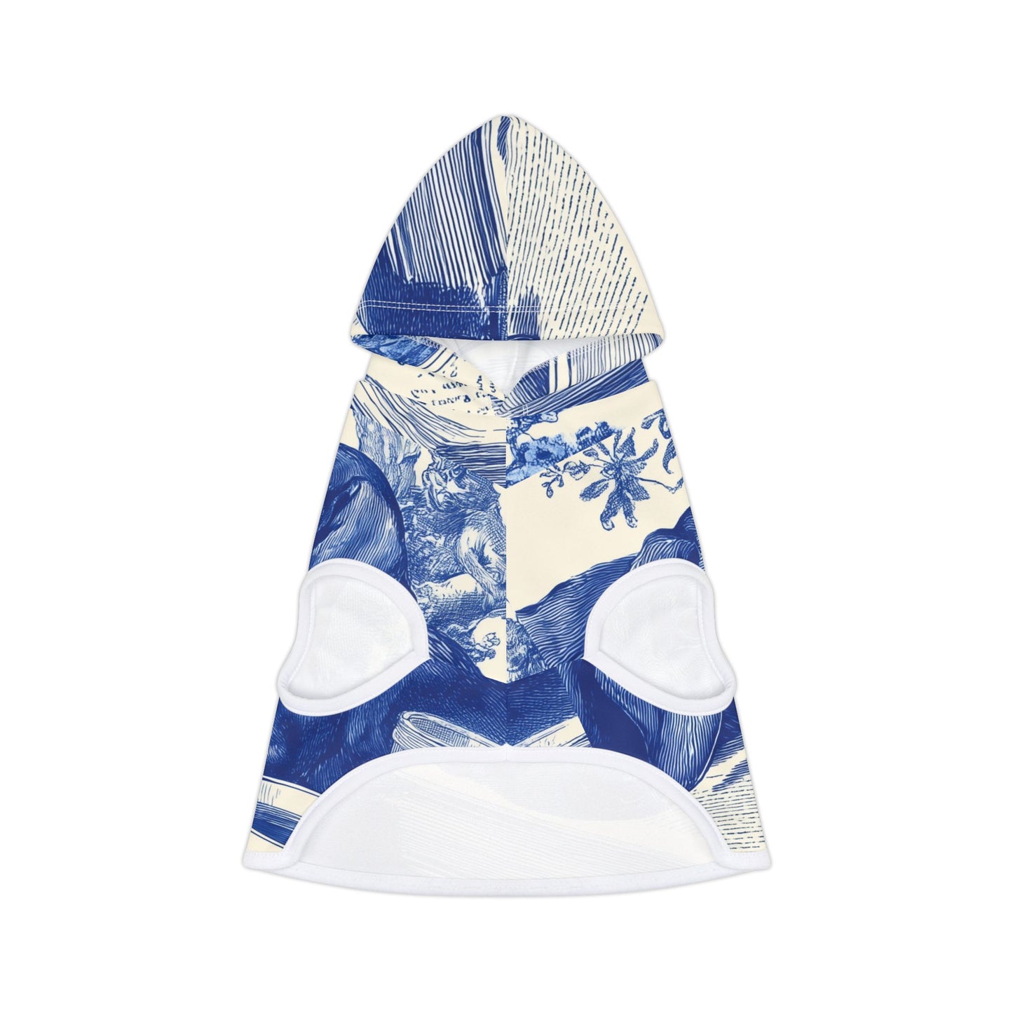 Blue Delft Dachshund Pet Hoodie — Vintage Tile Print Dog Hoodie