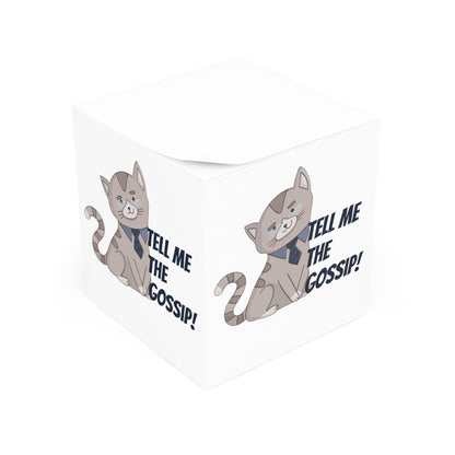 Gossip Cat Note Cube – Funny "Tell Me The Gossip!" Memo Block
