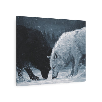 Twin Wolves Snow Scene Rustic Wall Decor