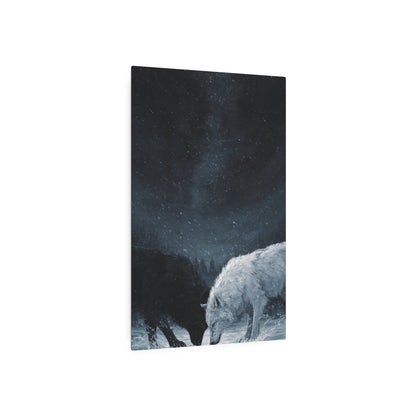 Twin Wolves Snow Scene Rustic Wall Decor