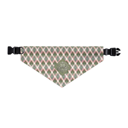 Plaid Pet Bandana Collar — Green & Pink Cozy Plaid Dog Bandana