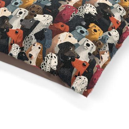 Colorful Dogs Pattern Pet Bed — Cozy Rectangular Dog & Cat Cushion