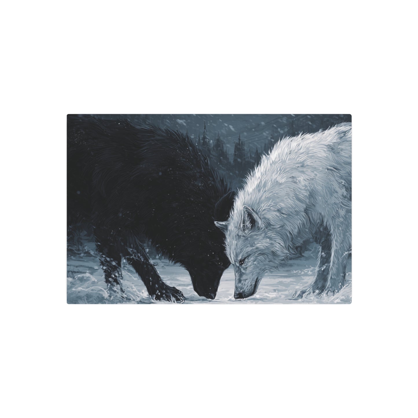 Twin Wolves Snow Scene Rustic Wall Decor