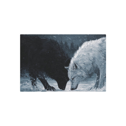 Twin Wolves Snow Scene Rustic Wall Decor