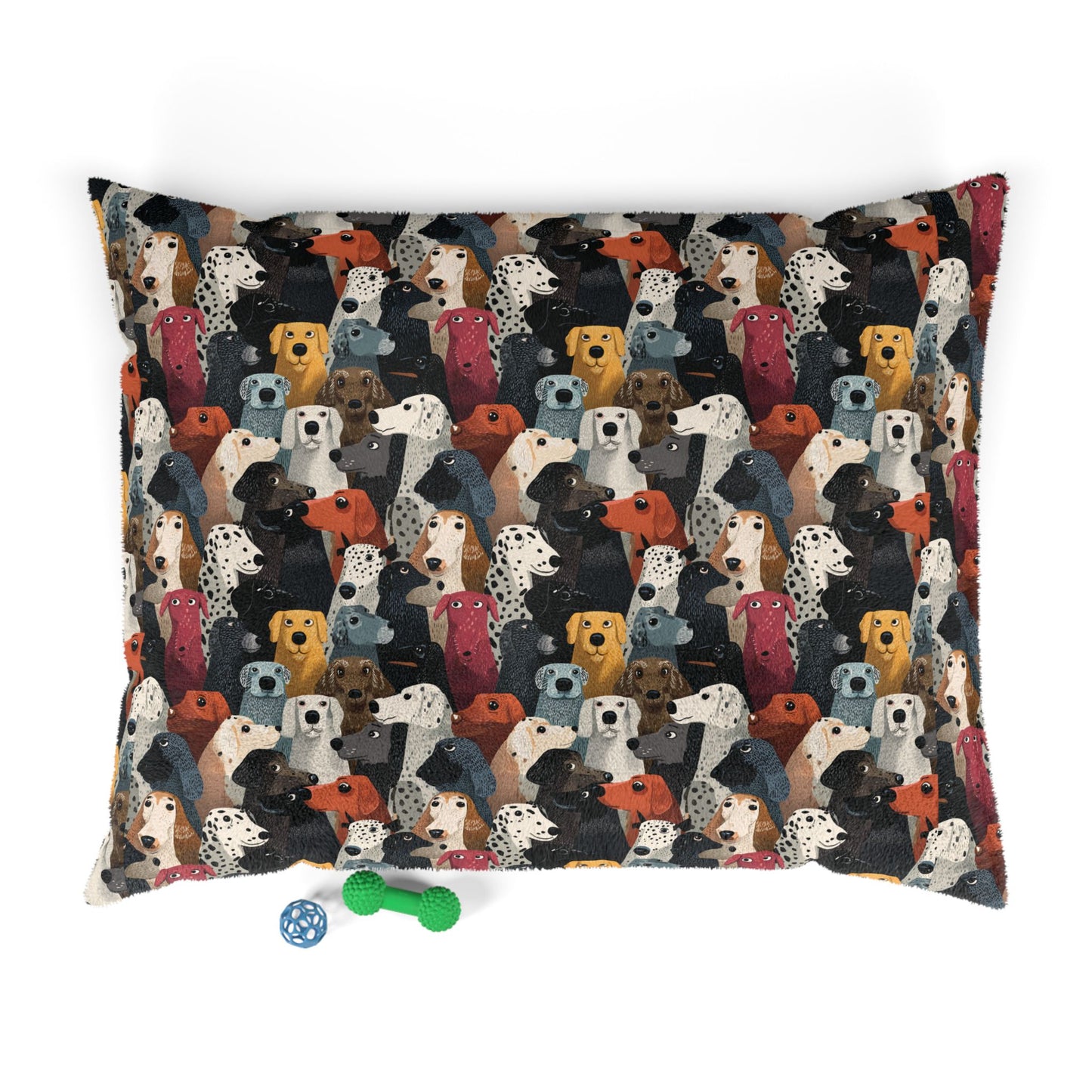 Colorful Dogs Pattern Pet Bed — Cozy Rectangular Dog & Cat Cushion