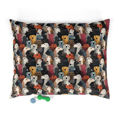 Colorful Dogs Pattern Pet Bed — Cozy Rectangular Dog & Cat Cushion