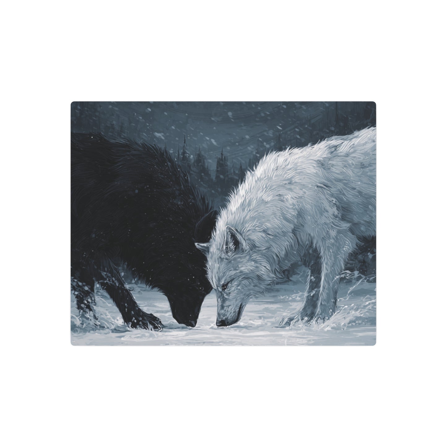 Twin Wolves Snow Scene Rustic Wall Decor