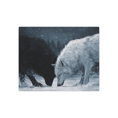 Twin Wolves Snow Scene Rustic Wall Decor