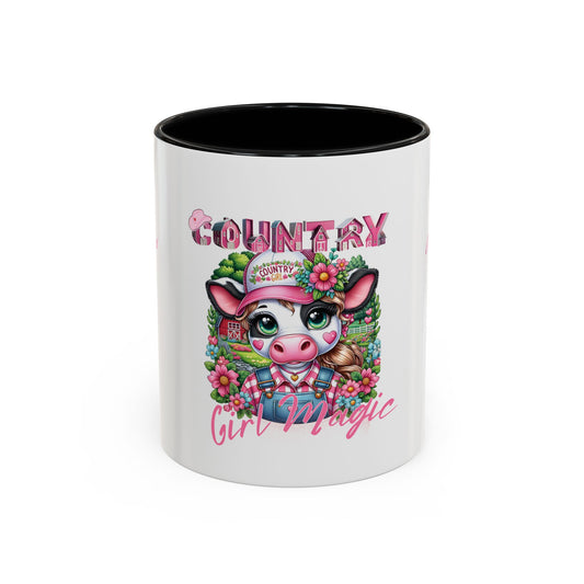 Country Girl Magic Coffee Mug – Cute Floral Cow Design (11/15oz)