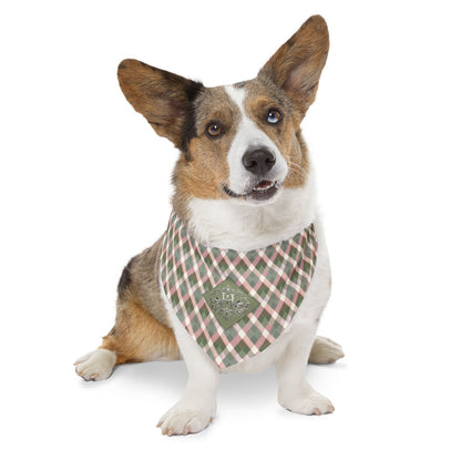 Plaid Pet Bandana Collar — Green & Pink Cozy Plaid Dog Bandana