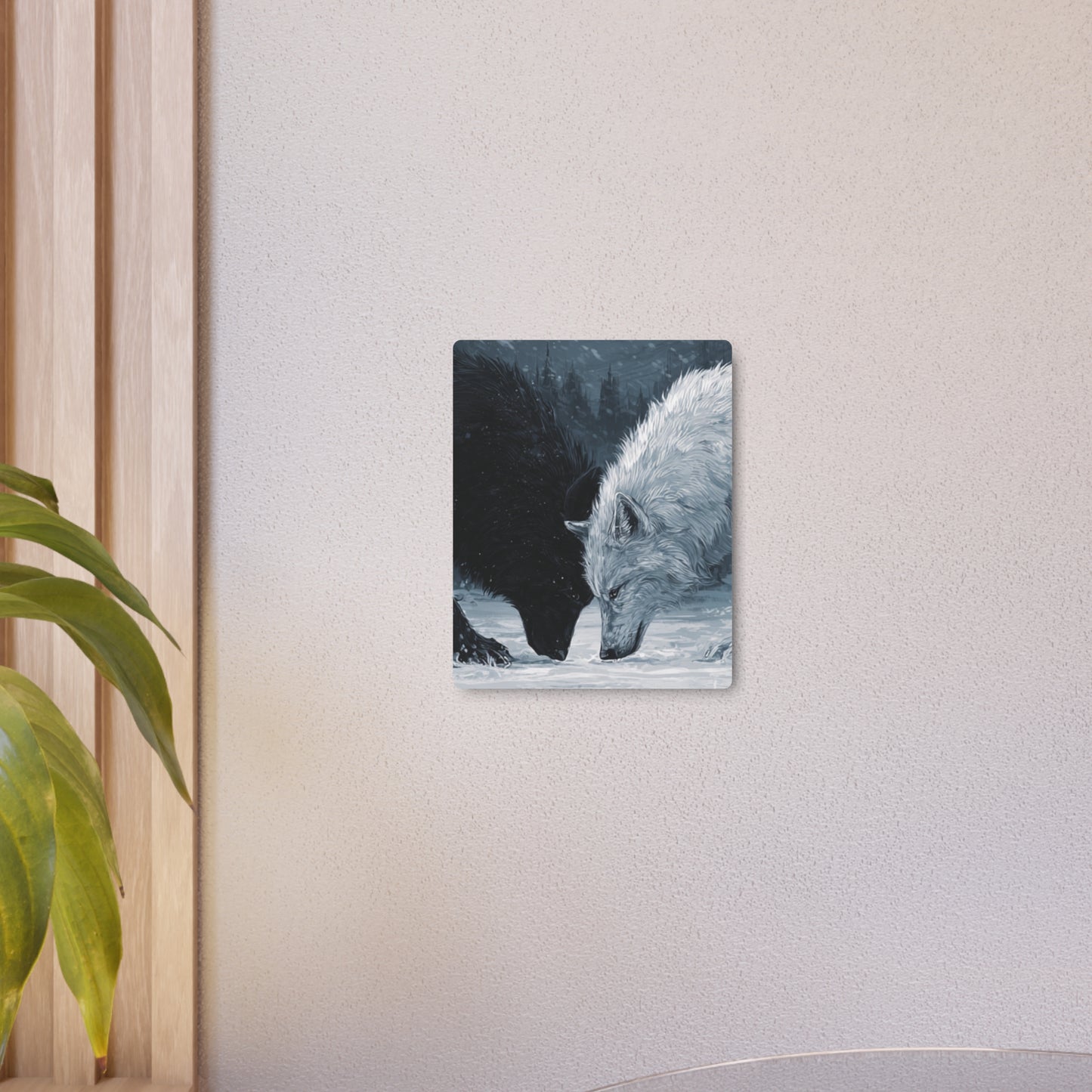 Twin Wolves Snow Scene Rustic Wall Decor