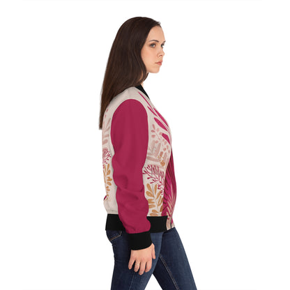 Pink Tiger Bomber Jacket — Women's Floral Animal Print Jacket