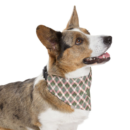 Plaid Pet Bandana Collar — Green & Pink Cozy Plaid Dog Bandana