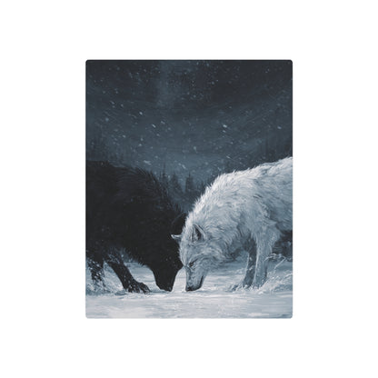 Twin Wolves Snow Scene Rustic Wall Decor
