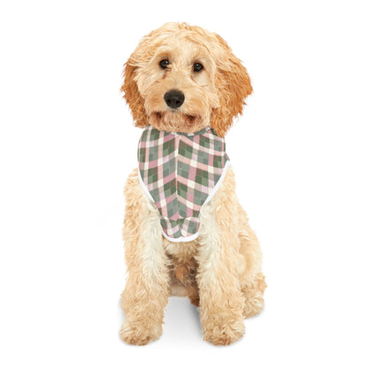 Plaid Monogram Pet Hoodie — Pink & Olive Diamond Plaid Dog Hoodie