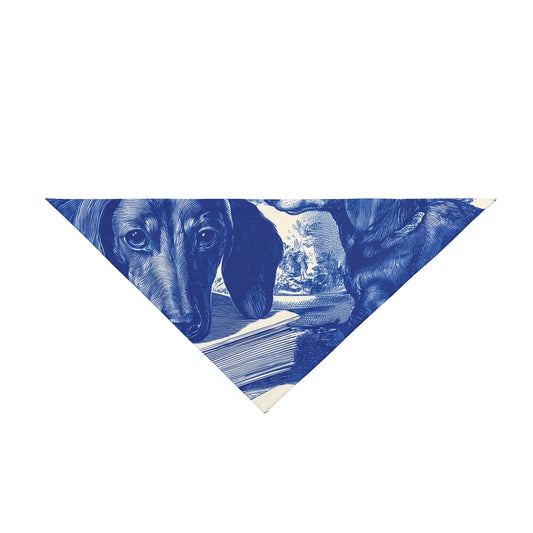 Blue Vintage Dog Portrait Pet Bandana