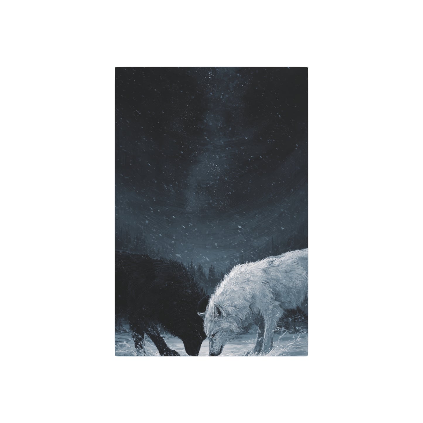 Twin Wolves Snow Scene Rustic Wall Decor