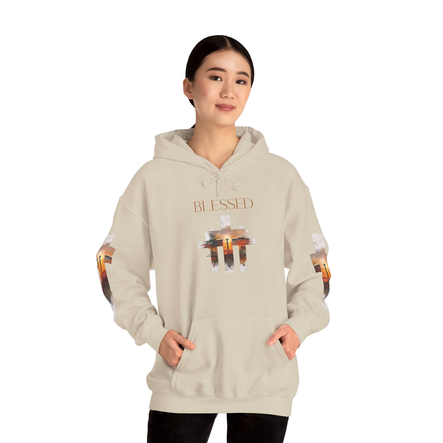 Blessed Cross Hoodie - Christian Faith Pullover for Men & Women