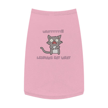 Funny ‘Lesbians Eat What’ Pet Tank Top – Cute Shocked Cat Graphic