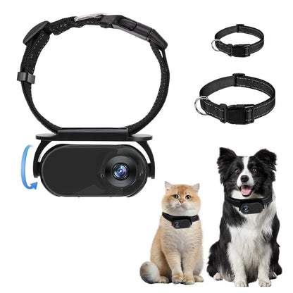 Jiawu Cat Collar Camera HD 1080P Pet Camera Collar 120° Wide Angle Dog Collar Mini Sport Action Camera Portable Camera for Cats Dogs Outdoor Inoor (Black)