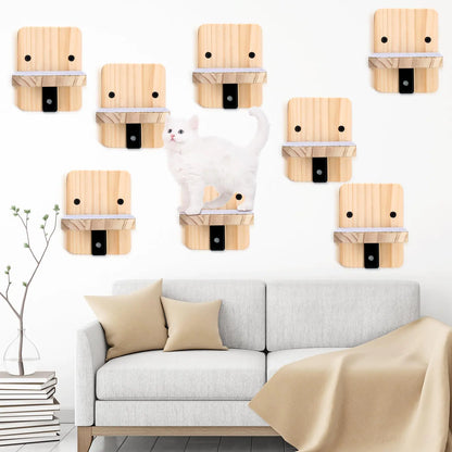 CroBlissful 8 Pack Cat Wall Steps Cat Climbing Shelf Wall Mounted Cat Stairs Scratcher Pad Cat Wall Furniture Cat Wall Steps for Cats Perch Platform Supplies