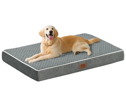 Dog Beds Large Sized DogXL Orthopedic Washable & Waterproof Dog Crate Bed W/Removable Cover Big Plush Pet Bed Mat Egg Crate Foam Dog Bed