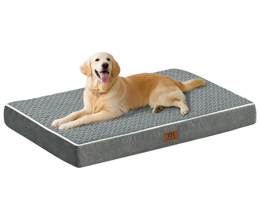 Dog Beds Large Sized DogXL Orthopedic Washable & Waterproof Dog Crate Bed W/Removable Cover Big Plush Pet Bed Mat Egg Crate Foam Dog Bed